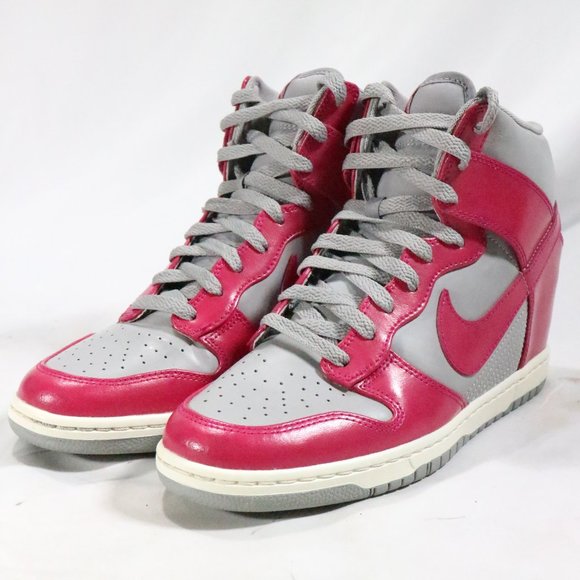 NIKE Dunk Sky Hi Med Grey /Sport Fuchsia-Sail Hidden Wedge Sneakers Sz 10 US - Picture 10 of 15
